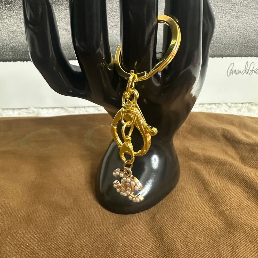 Gold and Pearl Charm Keychain, Chanel Zipper pull